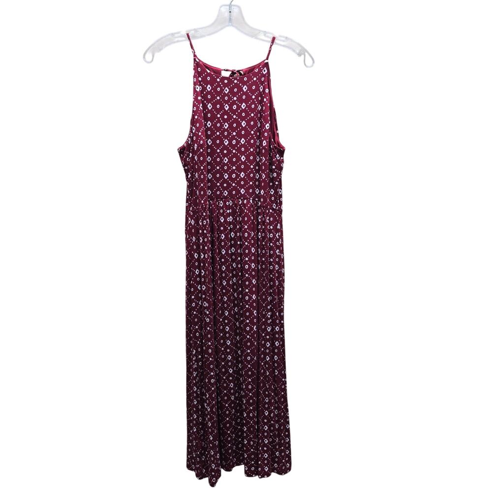 Ann Taylor LOFT Geometric Print Sleeveless Midi Dress Brick Red White Size Small